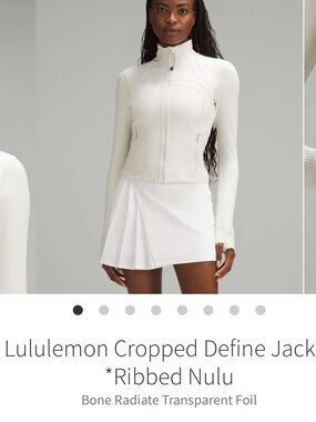 Lululemon Define Cropped Jacket Ribbed Bone Radiate Transparent Foil Sz 4